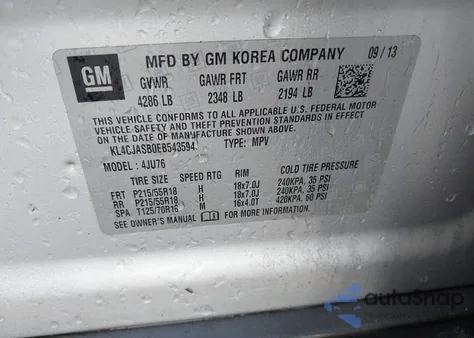 2014 Buick Encore z USA, uszkodzony, nr VIN KL4CJASB0EB543594